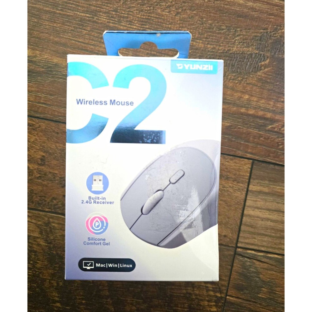 YUNZII C2 Wireless Optical Mouse Built-In 2.4G Receiver 800 DPI 3Btn White